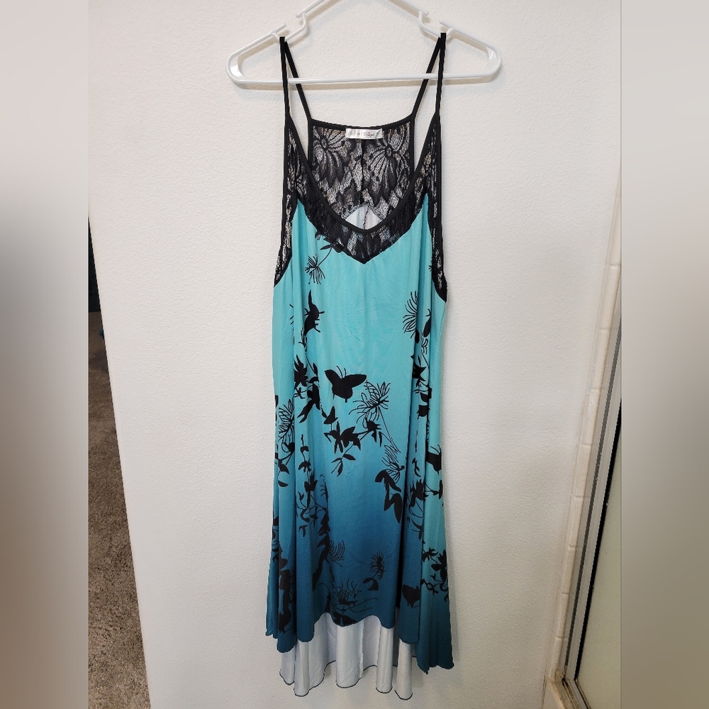 Rosegal teal ombre butterfly dress